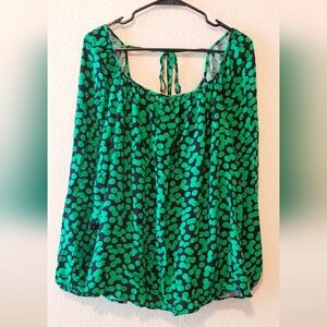 Ava & Viv Green And Black Blouse, Size 2x